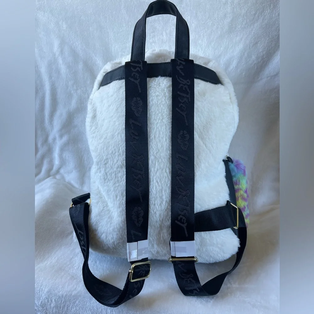 Betsey Johnson Hooded Unicorn Backpack Faux Fur New Whimsical